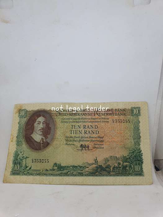 1961 MH de Kock 4th issue Eng/Afr Ten Rand Banknote (C3)