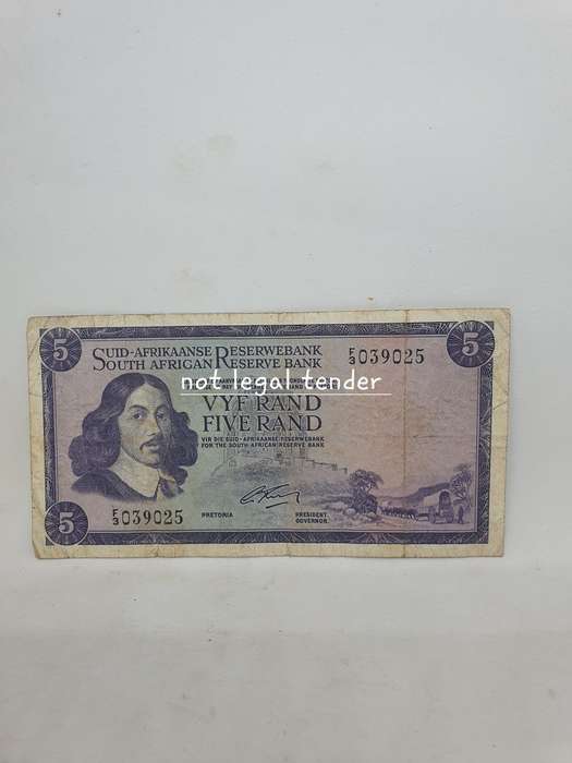 1966 G Rissik 2nd Issue Afr/Eng Five Rand Banknote. (F3)