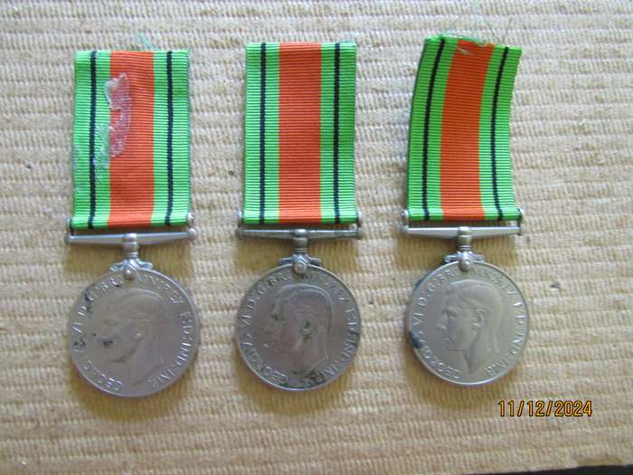 3 Defence Medal  WW2 Medal to UK Issue. (Blank). Per medal