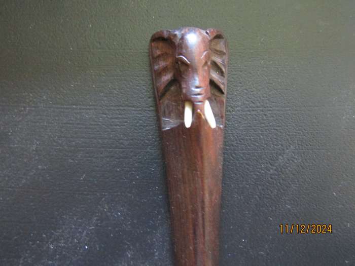 Sterling Silver And Wooden East Africa Elephant motive Spoon