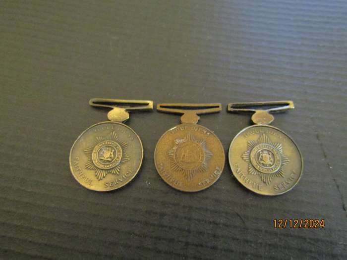 3 Police Faithfull Service Miniature Medals. Bid per medal