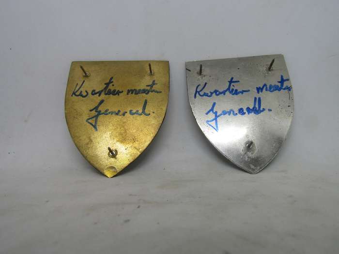 2 Types SADF Quartermaster  General Shoulder Flashes Badge. Pin intact.