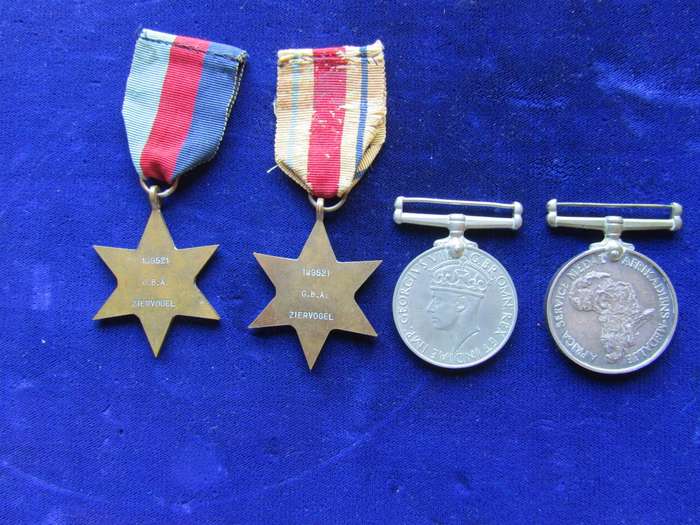 4 WW2 Medals to GBA Ziervogel