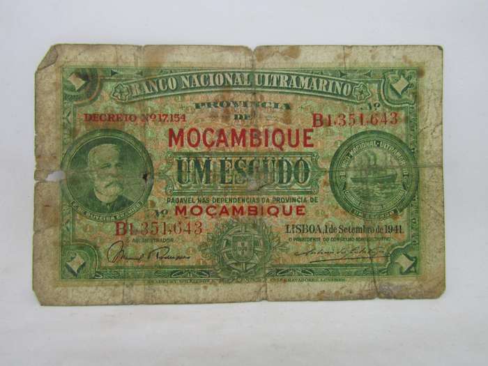 1941 Mozambique 1 Escudos banknote (KM81) catalogue VF  R306