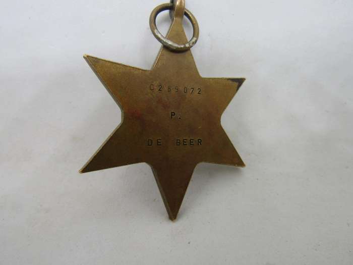 WW 2 1939 to 1945 Medal to (C) P De Beer