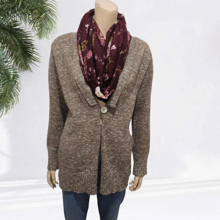 Grey/ Brown Cardigan size 14