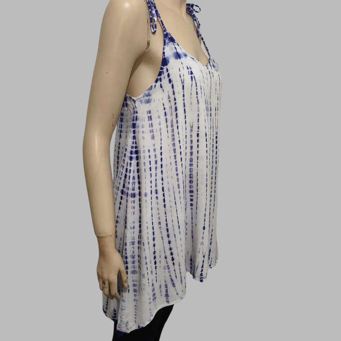 Blue and white strappy top size 12.