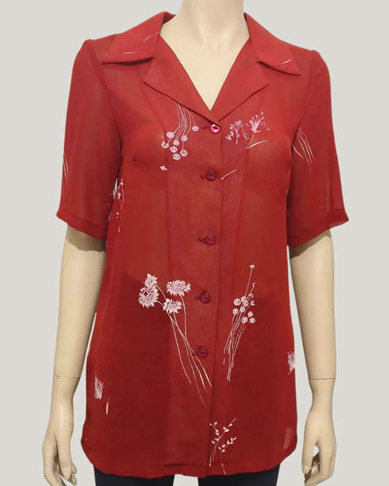 Red and White Floral Shirt size 10