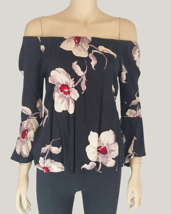 Black Floral Top Small
