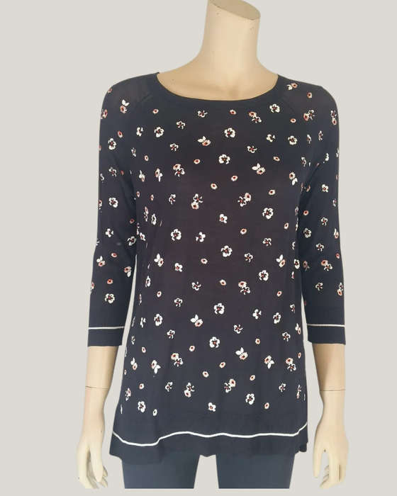 Black Floral Top Size 8/10