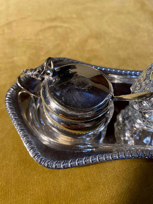 Antique Silver Plated Condiment Set