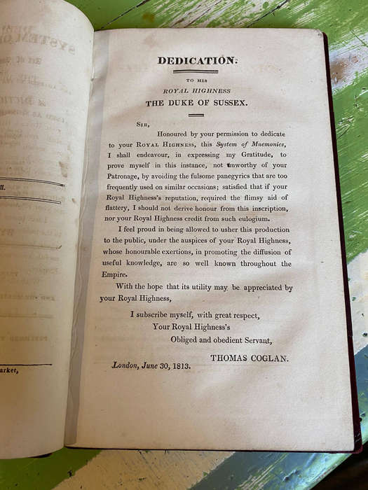 An Improved System of Mnemonics by Thomas Coglan First Edition 1813