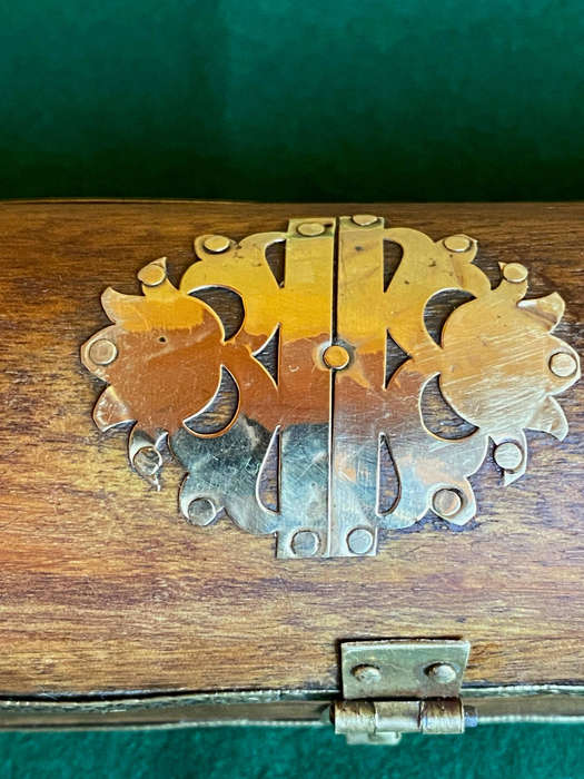 Vintage wooden brass inlay trinket box