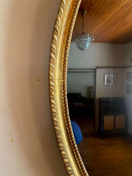 Superb Decorative Large Oval Gilt Wall Mirror Mid 19 Century