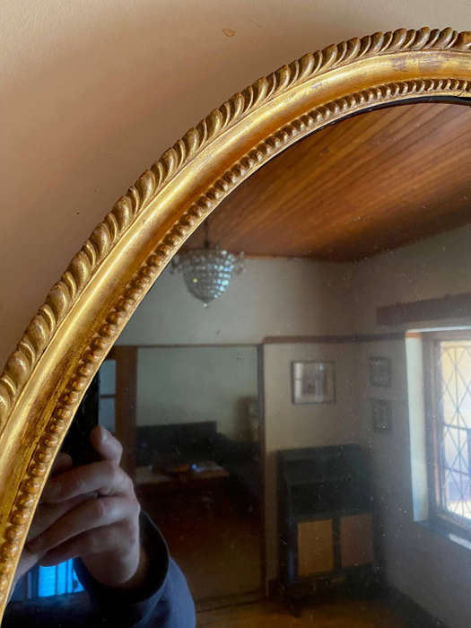 Superb Decorative Large Oval Gilt Wall Mirror Mid 19 Century