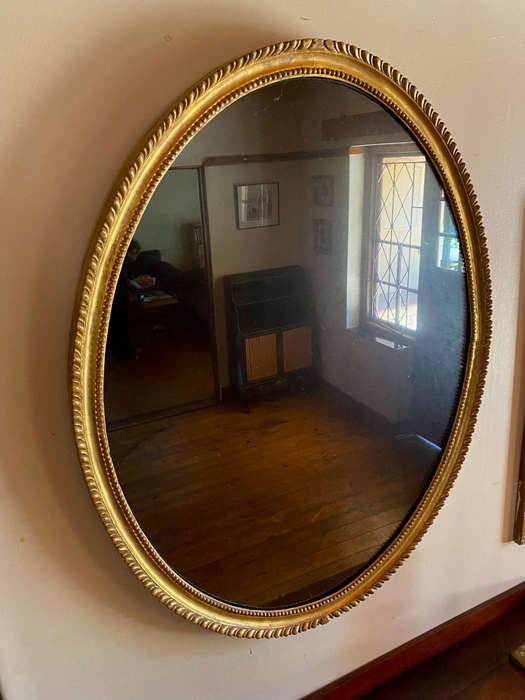 Superb Decorative Large Oval Gilt Wall Mirror Mid 19 Century