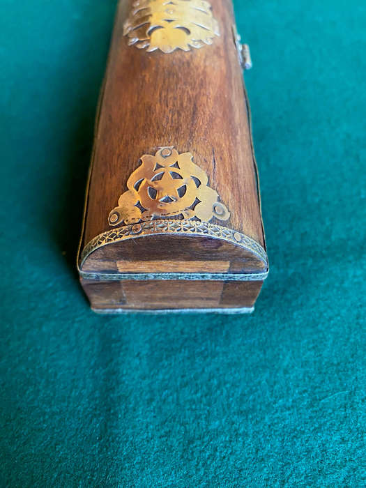 Vintage wooden brass inlay trinket box