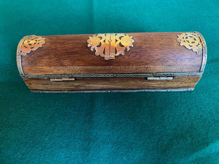 Vintage wooden brass inlay trinket box