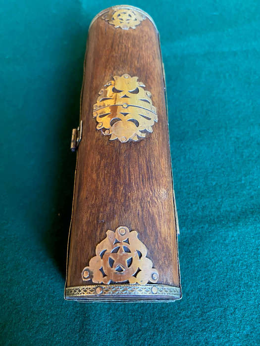 Vintage wooden brass inlay trinket box