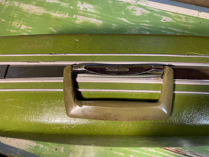 Vintage 1960s Samsonite Silhouette Green Suitcase Travel Luggage No Key