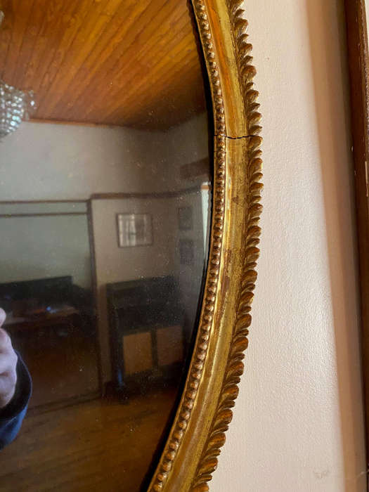 Superb Decorative Large Oval Gilt Wall Mirror Mid 19 Century