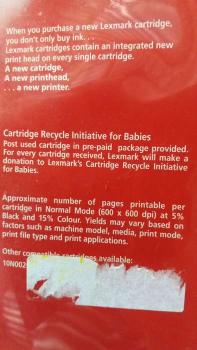 Lexmark 27 Colour Moderate Ink Cartridge