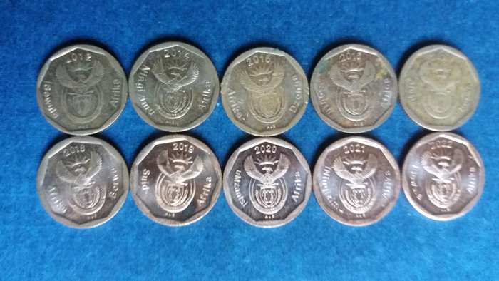 South Africa 2012, 2014 to 2022 10 cent * 10 x coins * Condition AU/UNC