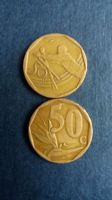 South Africa 2003 50 cents - ICC Cricket World Cup* Mintage 11 749* & Stelizia plant *2 x coins*