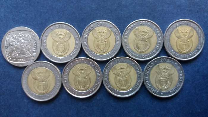 South Africa Set of Commemorative R5 from 1994 to 2021 * 9 x coins*