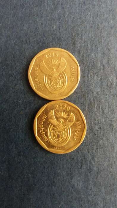 South Africa 2019 & 2020 20 cent * 2 x coins*  Condition AU/UNC