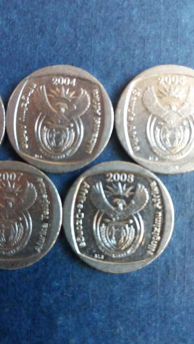 South Africa 2003, 2004, 2005, 2007 & 2008 R1 * 5 x coins*