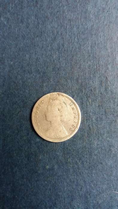 India 1887 1/4 Rupee - Queen Victoria * 91,7 % Silver*