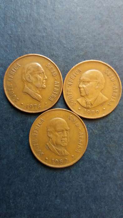 South Africa 1976, 1979 & 1982 2 cent * President Heads 3 x coins*