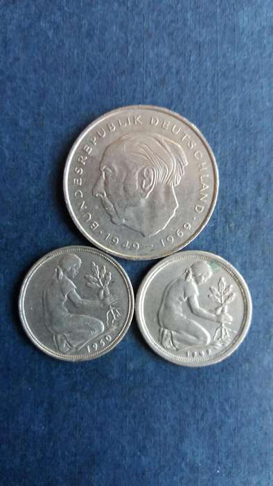 Federal Republic of Germany 1974 2 Deutsche Mark, 1949 & 1950 50 Pfennig * 3 x coins*