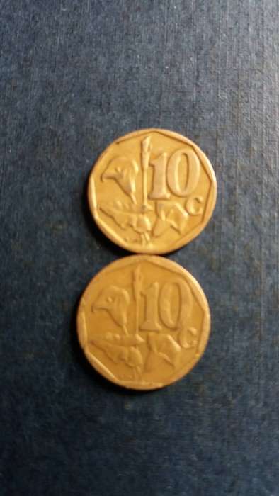 South Africa 1997 & 1998 10 cent * 2 x coins* 1998 10c Difficult to find