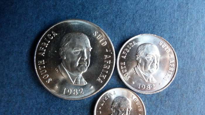 South Africa 1982 50 cent, 10 cent & 5 cent * J. Vorster* 50 cent Mintage 2 069 999