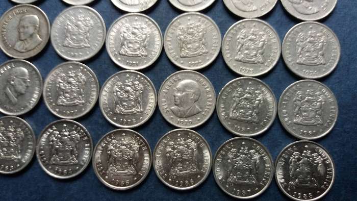 South Africa 2nd Decimal 5c from 1965 to 1989 * Excluding 1969 & 1989* 27 x coins