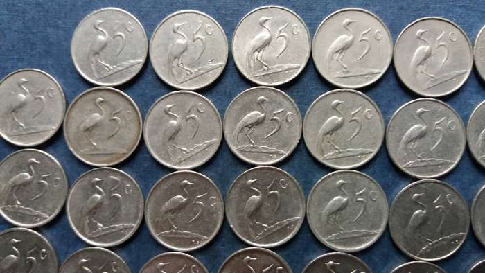 South Africa 2nd Decimal 5c from 1965 to 1989 * Excluding 1969 & 1989* 27 x coins