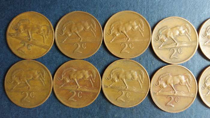 South Africa 1970, 1971, 1972, 1973, 1974, 1975, 1977, 1978, 1980 & 1981 2 cent * Coat of Arms*