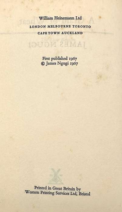 A Grain of Wheat by James Ngugi (Ngugu wa Thiong'o) 1st Edition