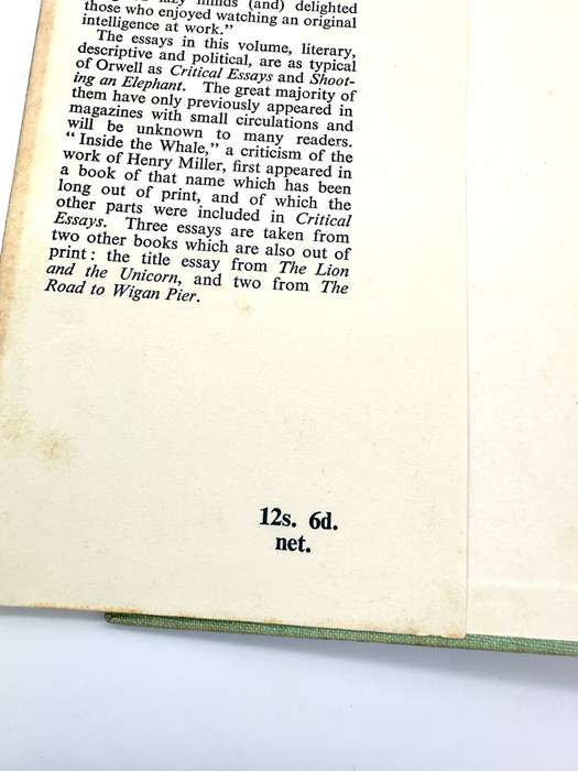 England Your England and Other Essays by George Orwell (1st Edition)