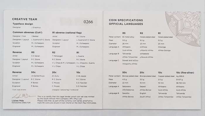 *#* FREE SHIPPING!! -  2024 SA Short Proof Set with Silver 1oz Bee depicting the new 10 cent  *#*