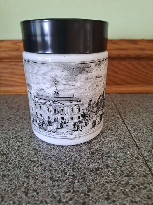 Vintage Retro Milk glass lidded jars