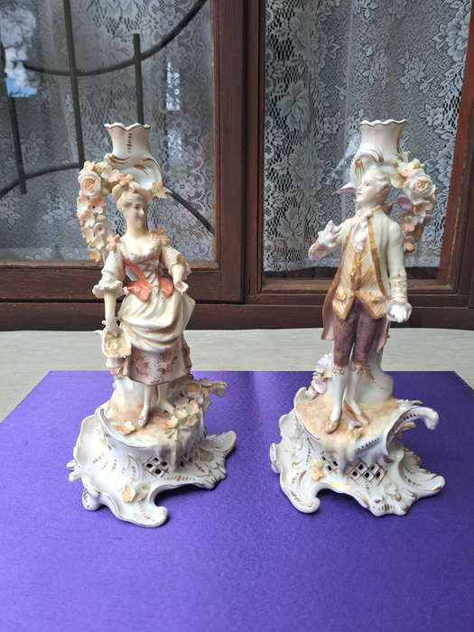 Antique Pair of C.G. Schierholz and Son ca 1880-1906 Candle Holders 25cm tall