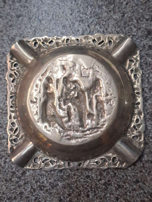Vintage Dutch? Silver? hallmarked street music scene ashtray