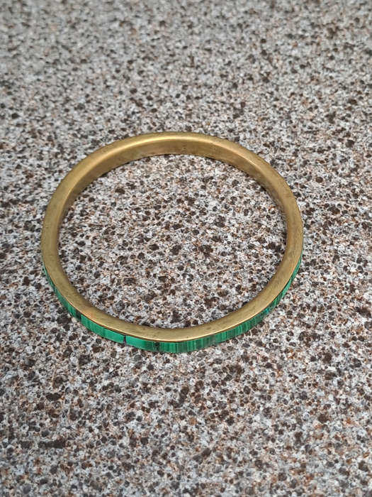Natural Malachite and Brass Bangle