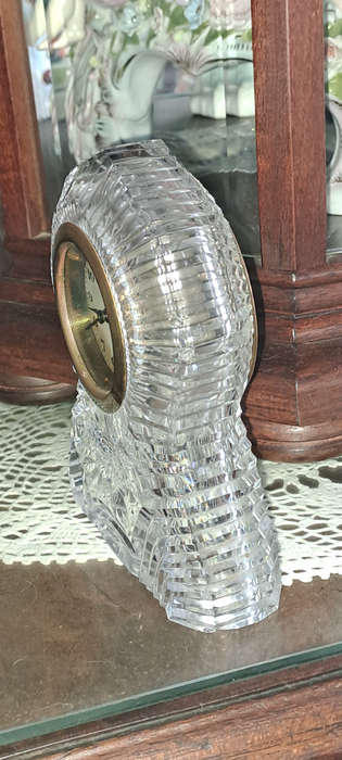 VintageKeinzle German crystal desk clock working no damage