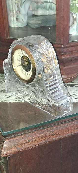 Vintage German rose cut crystal desk clock