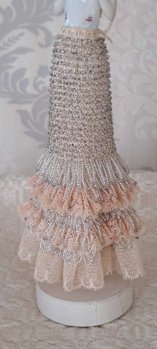 Stunning Tall hand beaded and 1/2body porcelain figurine ONE OF A KIND