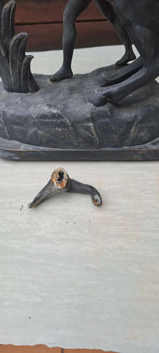 Spelter Marley horse on wood base